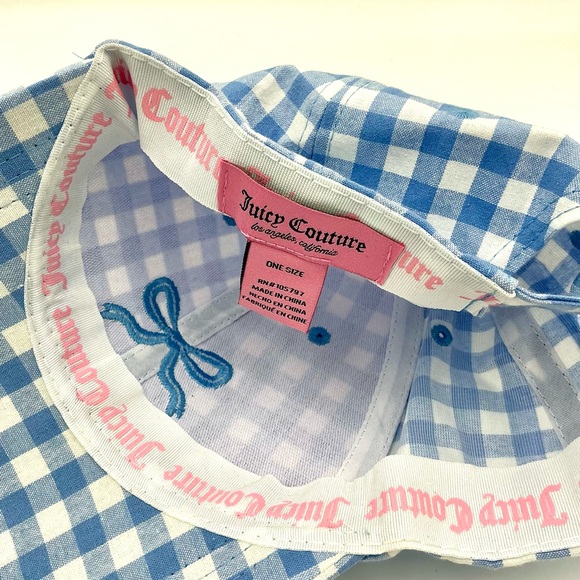Juicy Couture Gingham Checked Crystal Bow Charm Baseball Hat #782 - Picture 4 of 4